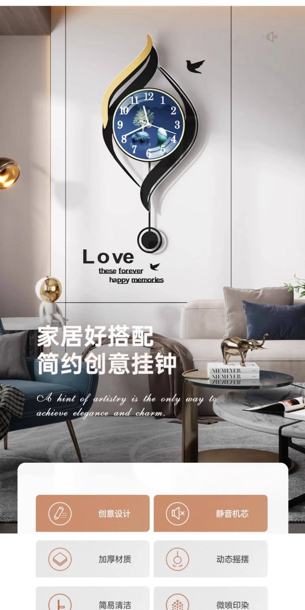 Chinese Style Xenomorph Wall Clock Modern Creative Luxury Metal Art Decor Silent Wall Watch For Living Room Study Home Decor