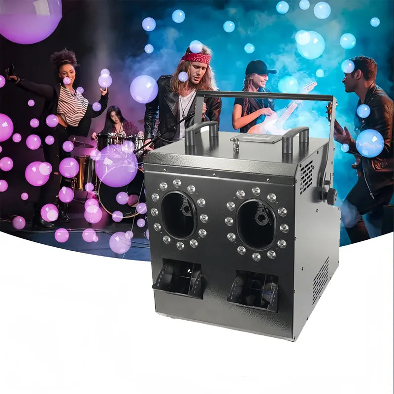 Professional 2 Head LED Bubble Smoke Machine 1500W DMX512 Stage Effect Fogger with Remote Control for DJ Party Wedding Club