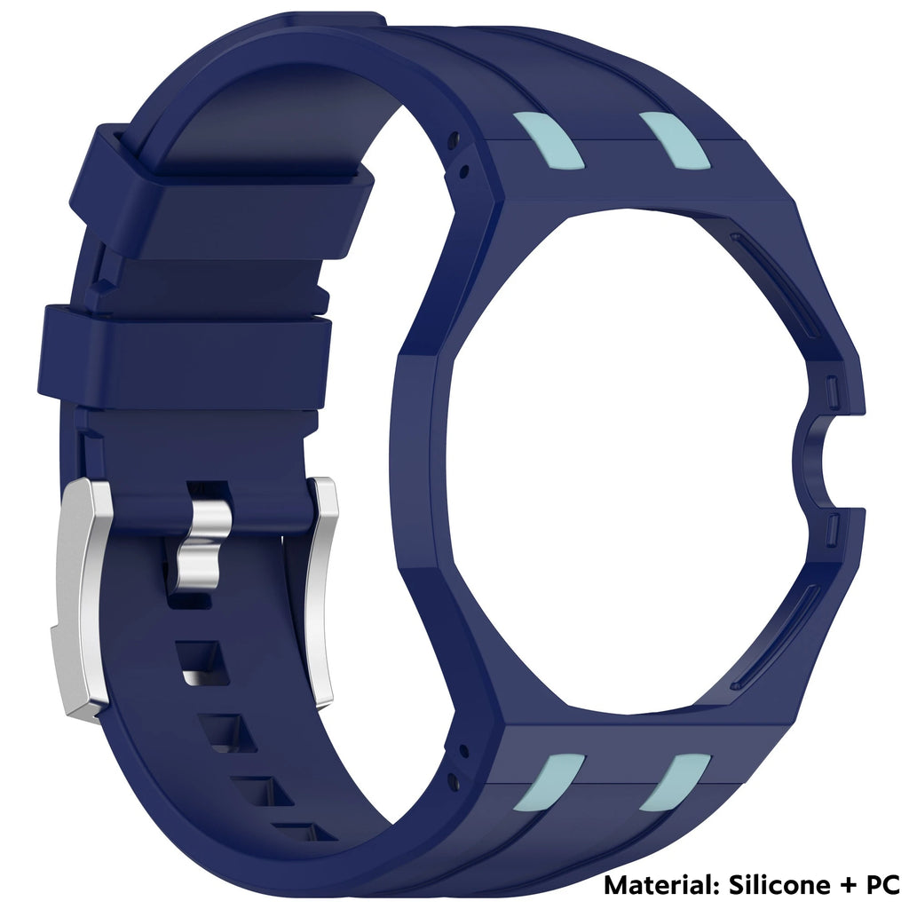 2 IN 1 PC Mod Kit Case Frame +Strap for Swatch AP Royal Pop Modification Integrated Silicone Matte Cover Bumper Band Accessories