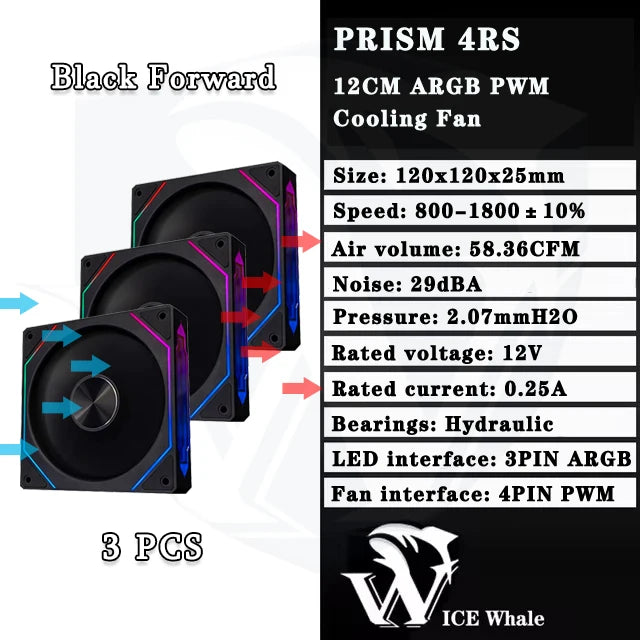 LDPCSJ Prism 4RS 120mm ARGB PC Case Fan with Infinity Mirror Design Motherboard Sync 4PIN PWM CPU Cooler Ventilador