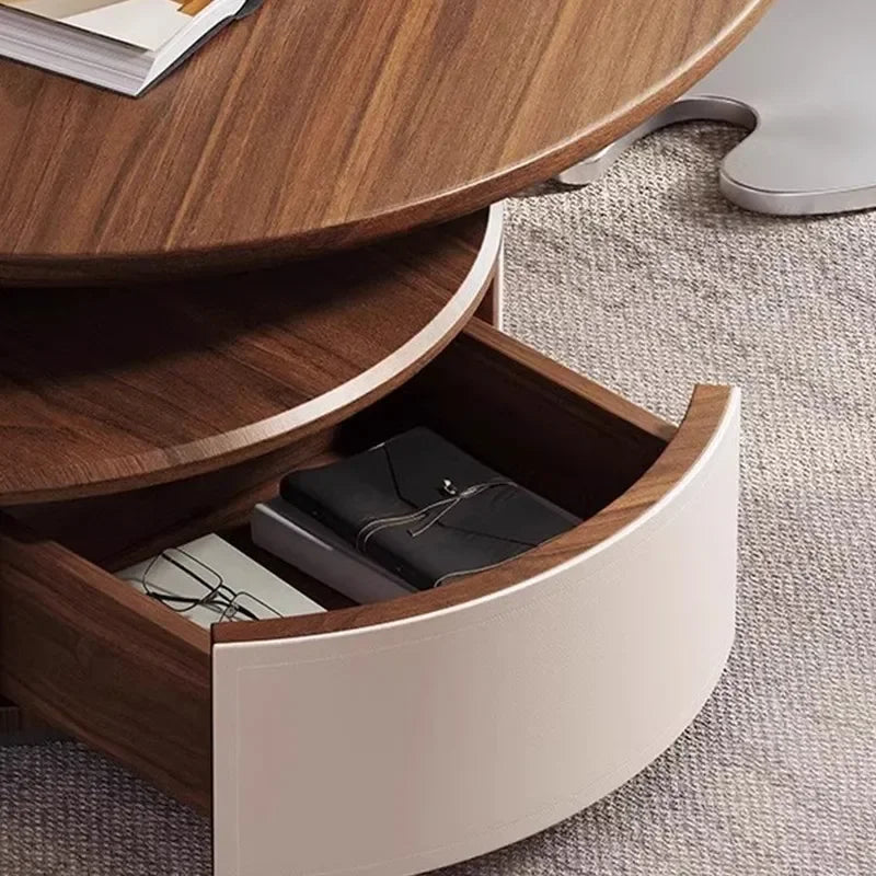 Designer Style Antique Solid Wood Walnut Floor Cabinet for Living Room Furniture Locker Special Shaped Right Leaf Coffee