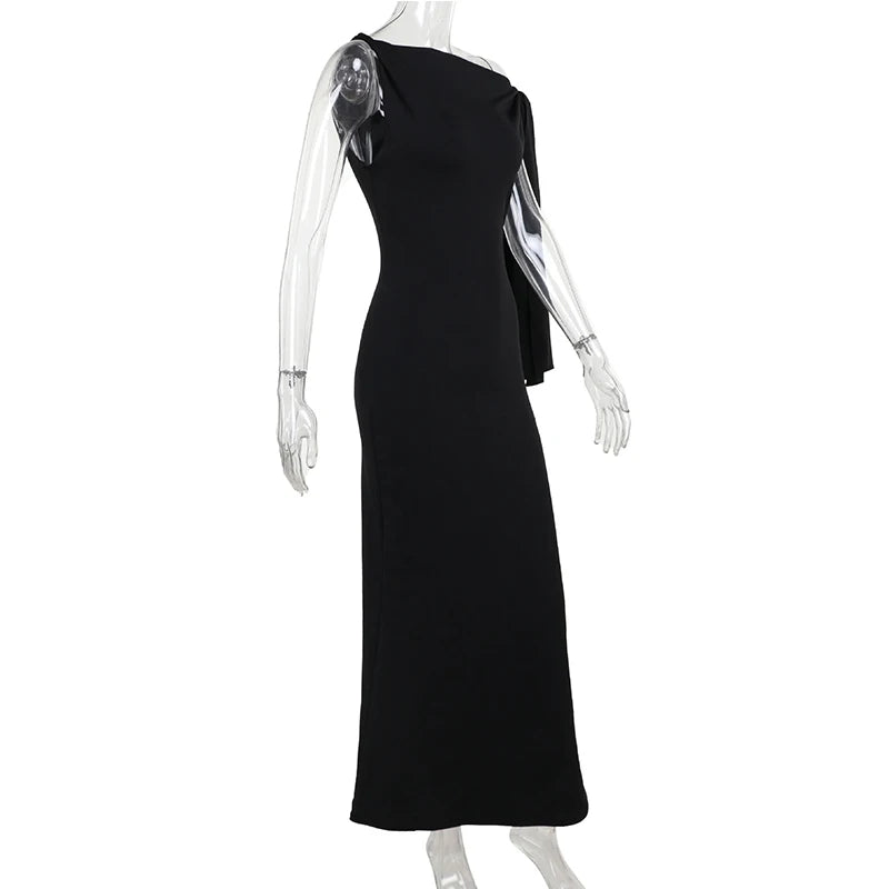 Women's Hot Sweetheart Long Dress New Fashion Asymmetric Temperament Slim Package Hip Simple Tie Dresses