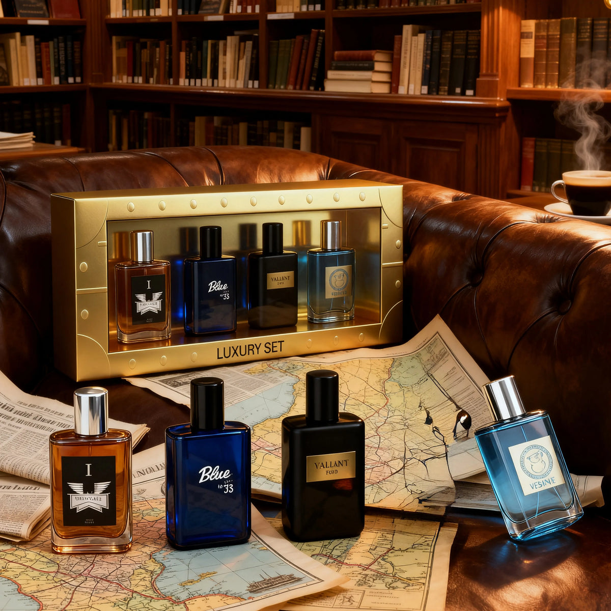 4-Piece Men's Perfume Gift Set (0.68oz Each) - 4 Long-Lasting Fruity aroma & Fresh Scents, The Perfect Holiday, Date & Party Gift