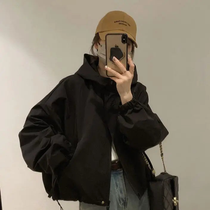 Hooded Jacket for Women in Spring and Autumn New Short Jacket Fashionable Versatile Casual Loose Jacket Trendy
