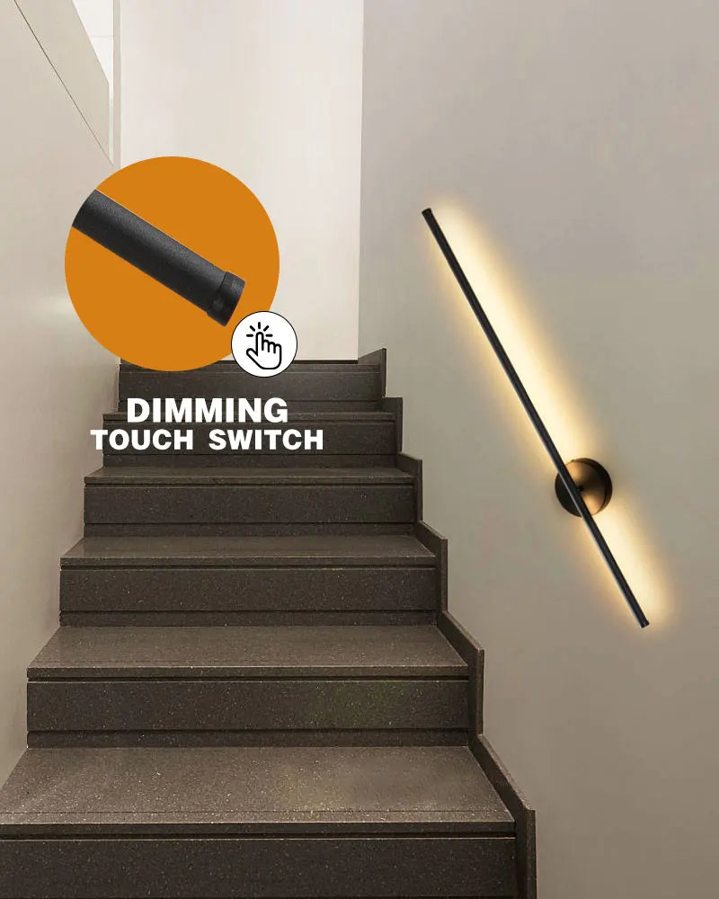 Nordic LED Wall Lights with Touch Dimmable Switch Black 40/55/60/80/100cm Interior LED Wall Lamps Wall Sconce Lighting Fixtures