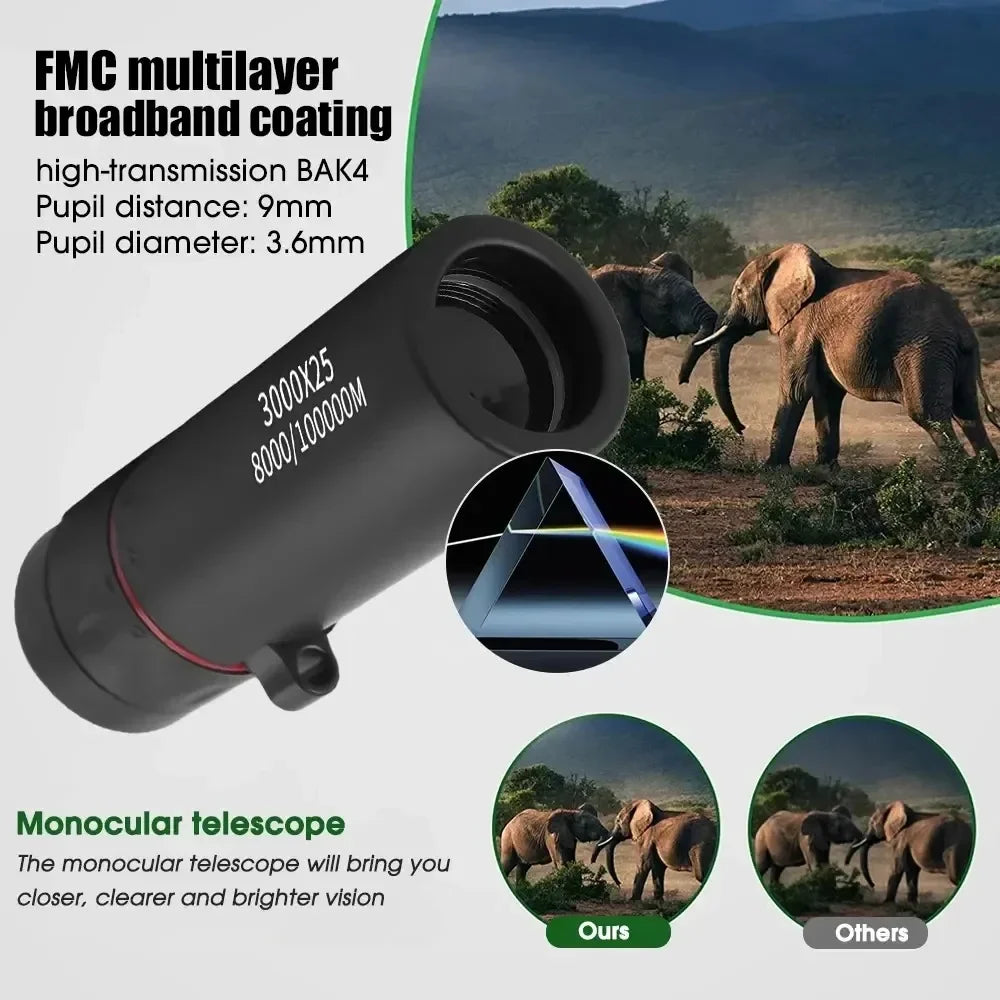 3000 * 25 Monocular Telescope High-definition High Magnification Outdoor Mini Portable Pocket Night Vision Goggles