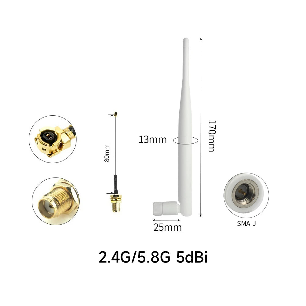 External Wifi Antenna 2.4 GHz 5.8 GHz Dual Band 5 GHz for Wireless Router 2.4g Antena with Adapter Cable IPX Pigtail