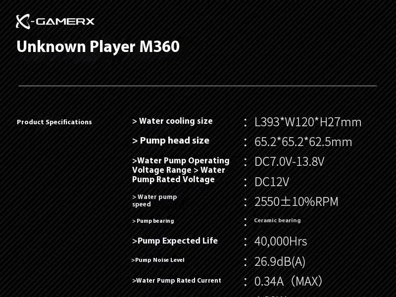 X-GAMERX M240 M360 Liquid Cooling ARGB Dynamic Light Synchronization Thermal Display Integrated Water Cooling Radiator