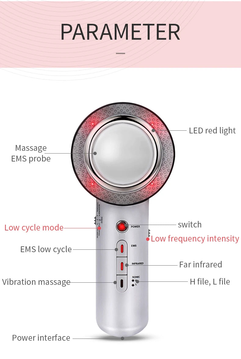 Ultrasound Cavitation Body Slimming Massager EMS Micro Current Weight Loss Far Infrared Facial Lifting Beauty Device