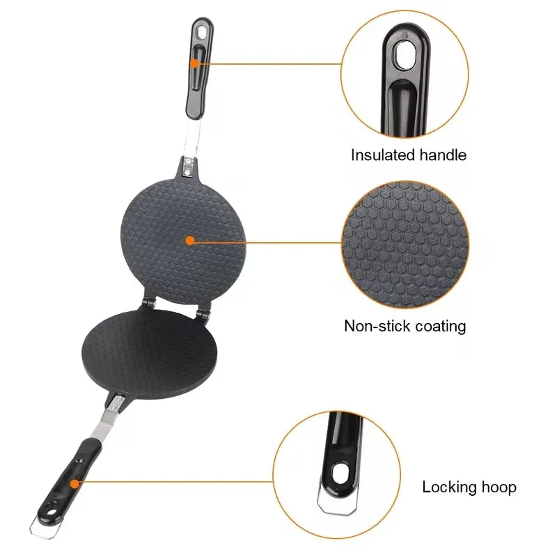 Heavy-Duty Nonstick Mold Pan for Eggs, Omelets, Waffles, Cakes, Ice Cream Cones, and Cookies - Available in 17cm and 20cm Sizes