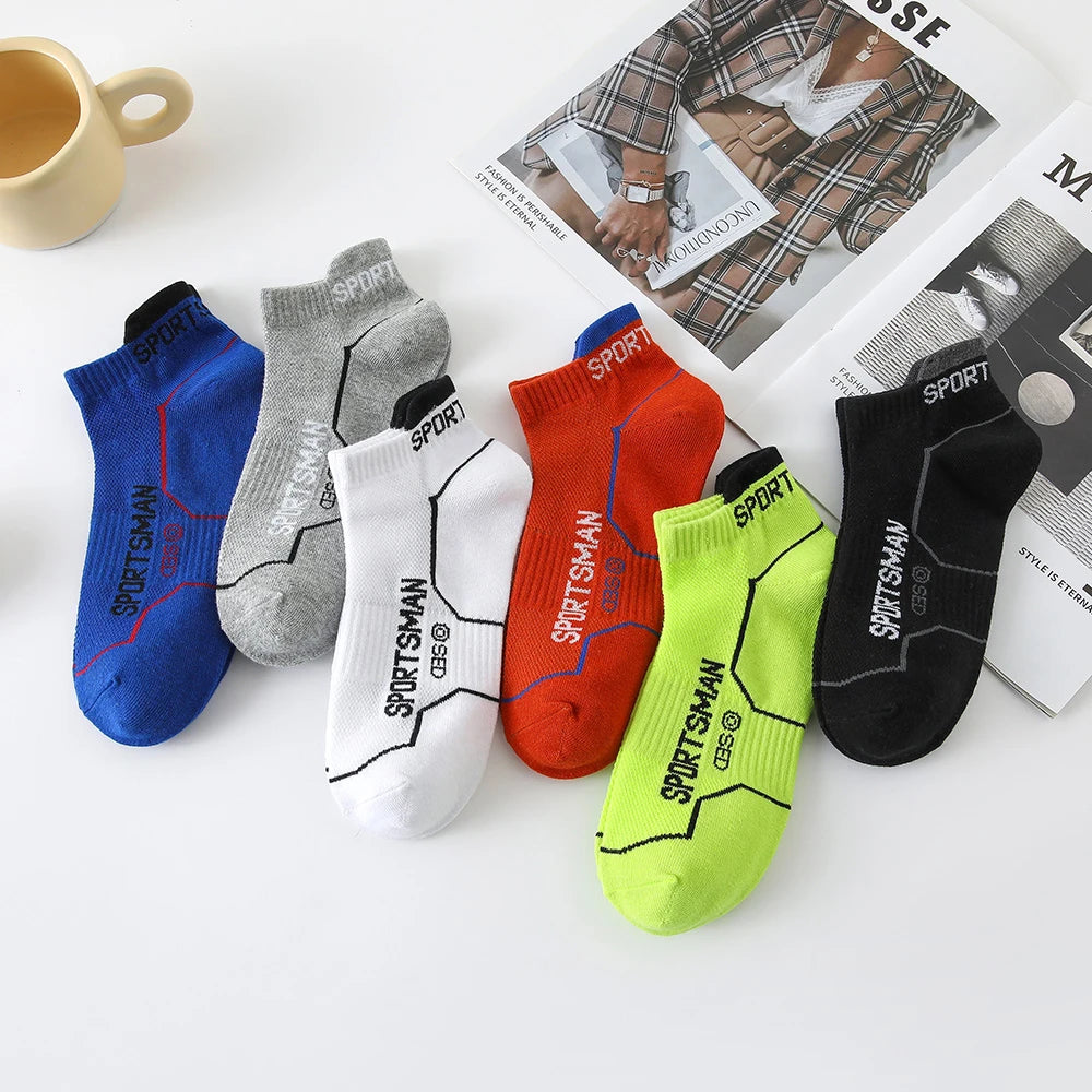 6 Pairs/Lot Spring Summer Men's Sports Running Socks Protective Ankle Socks Thin Breathable Deodorant Fitness Short Socks 38-44