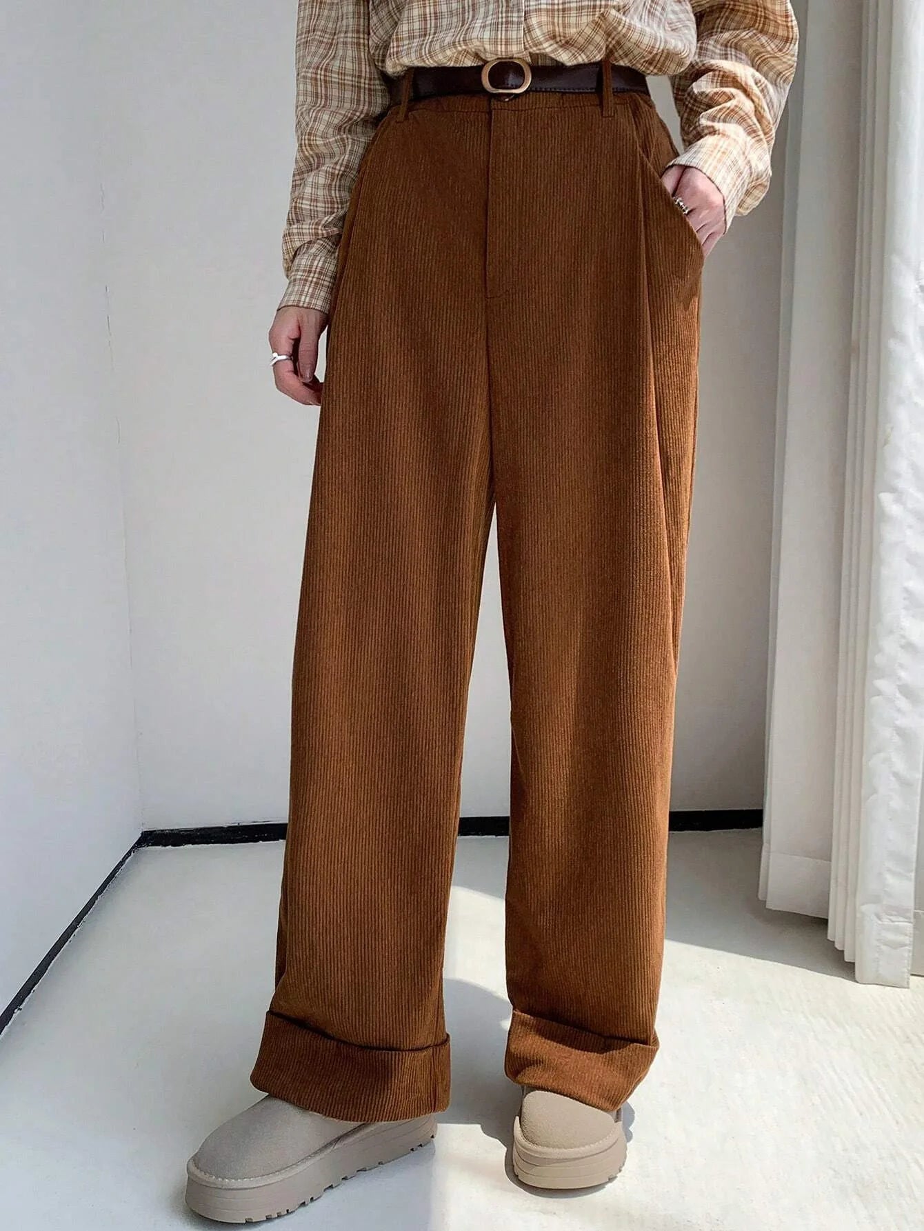 Loose and Lazy Elastic Waist Slimming Wide-leg Casual Pants, Trendy and Versatile Autumn Wide-leg Pants for Short Women