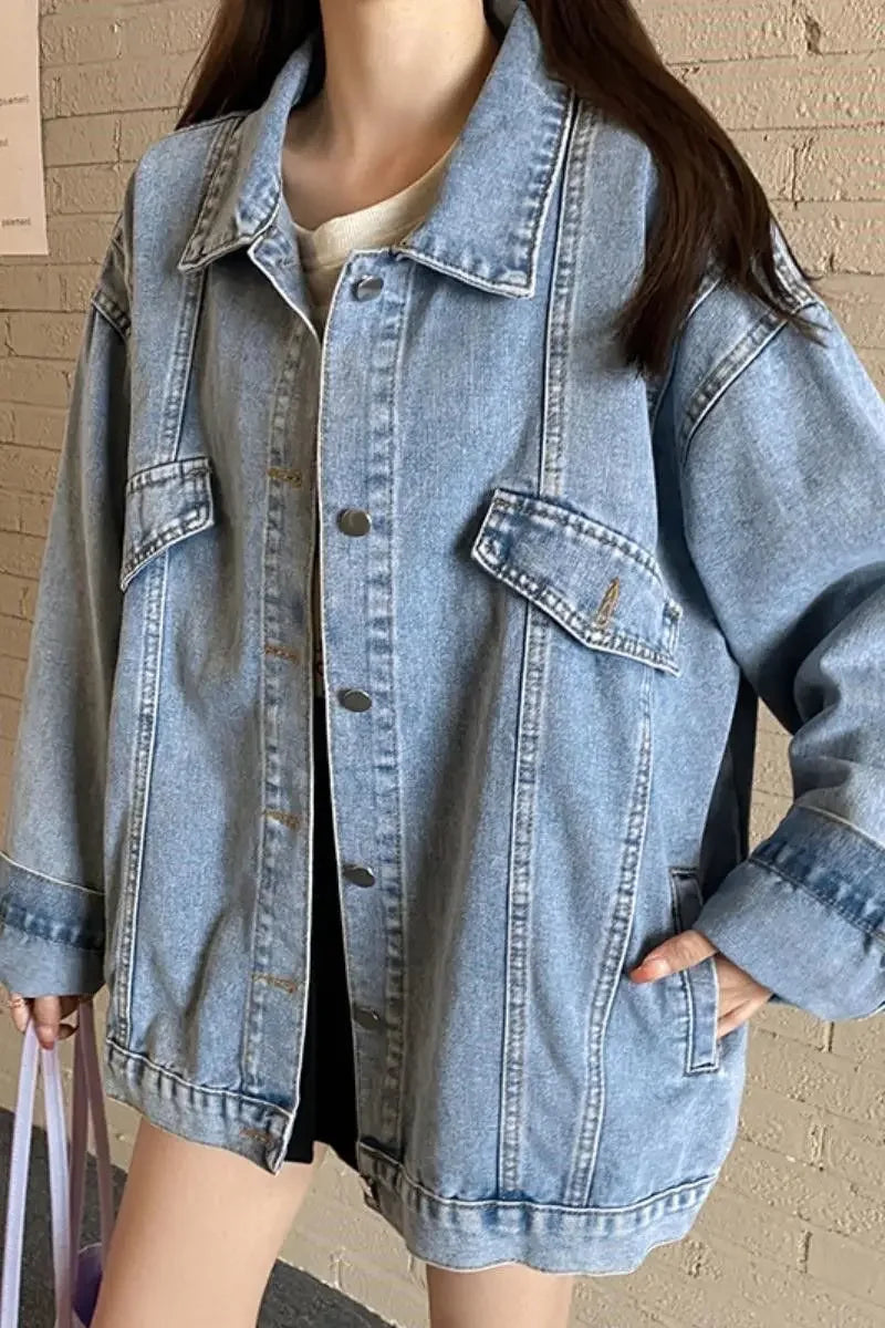 Denim Jacket Women 2025 Spring and Autumn New Style Lazy Style Harajuku Design Loose Versatile Jacket Top for Small People