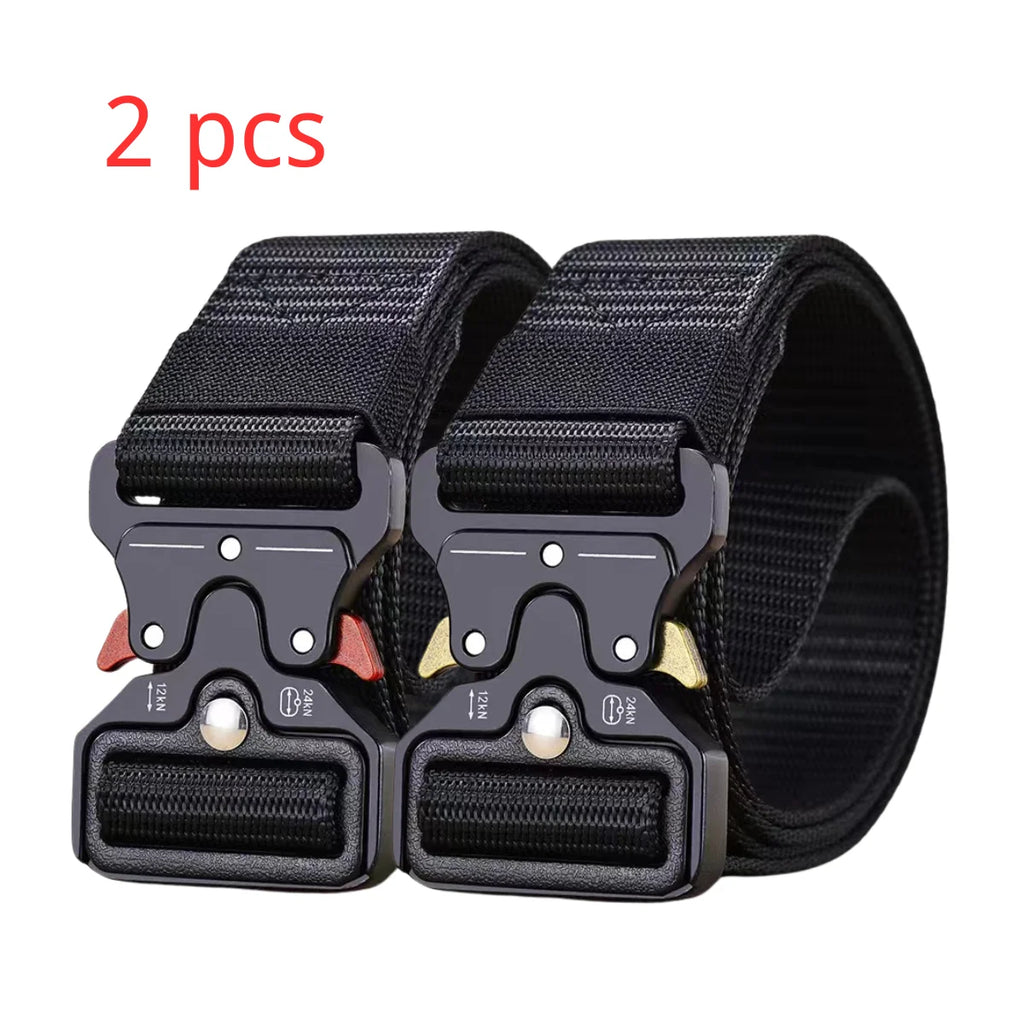 Red Ears Plastic Buckle Tactical Belt Men'S Multifunctional Military Fan Canvas Belt Outdoor Faux Nylon Training Waist Belt