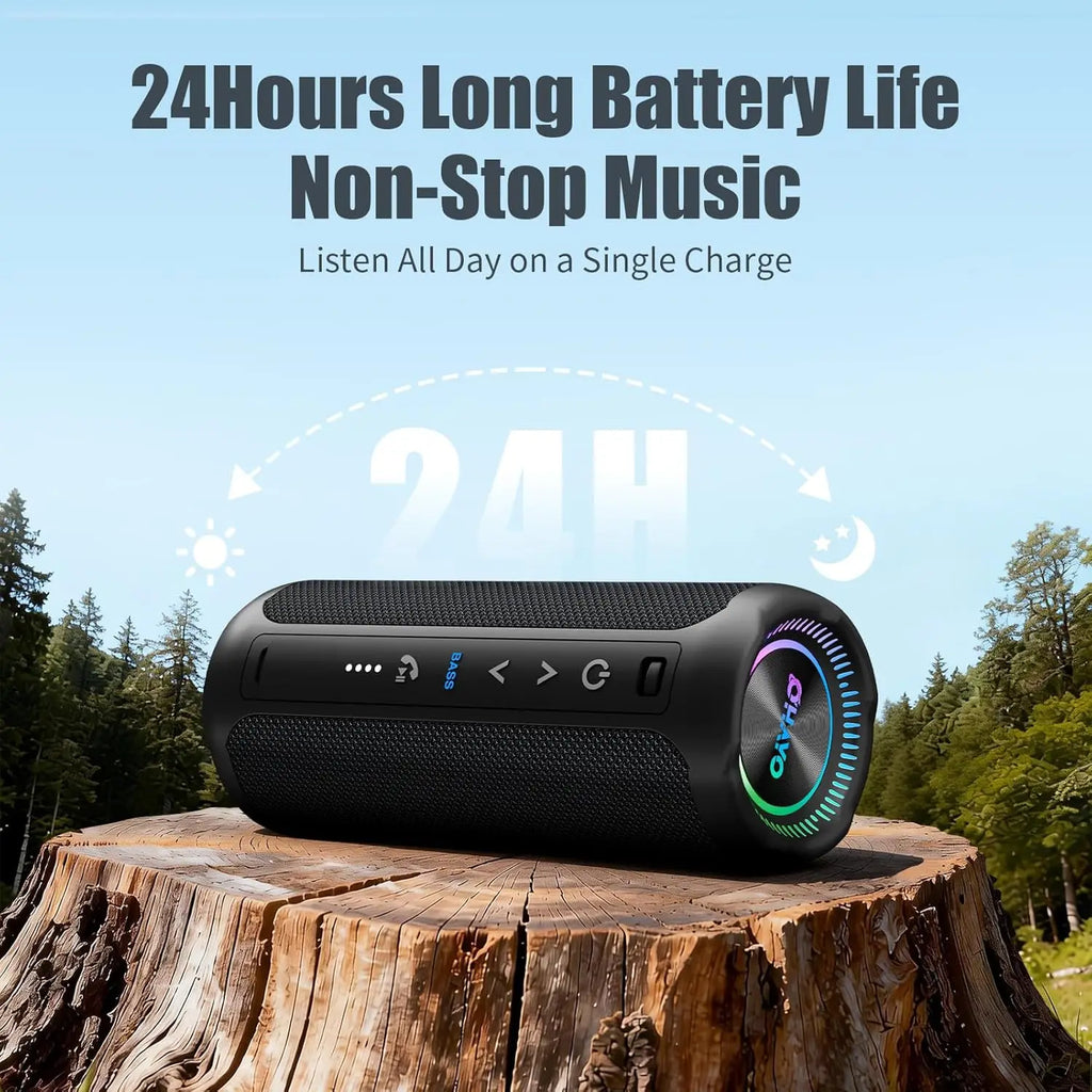 OHAYO Bluetooth Speaker with LED Light 35W HIFI Outdoor Loud Speaker IPX7 Waterproof, Enhanced Bass Sound, Wireless Stereo Pairing, Portable Wireless Speakers for Home Travel Sport