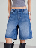 American Retro Style Five-Piece Denim Shorts for Women - Summer Spring 2025 Collection - High-Waisted  Loose-Fitting  Slimming