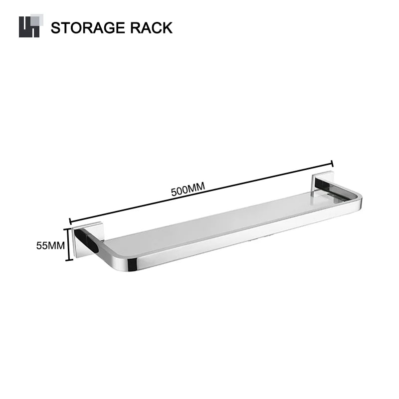 Stainless Steel Chrome Bathroom Hardware Set Square Towel Rack Towel Rack Tissue Holder Robe Hook Bathroom Rack Accessories