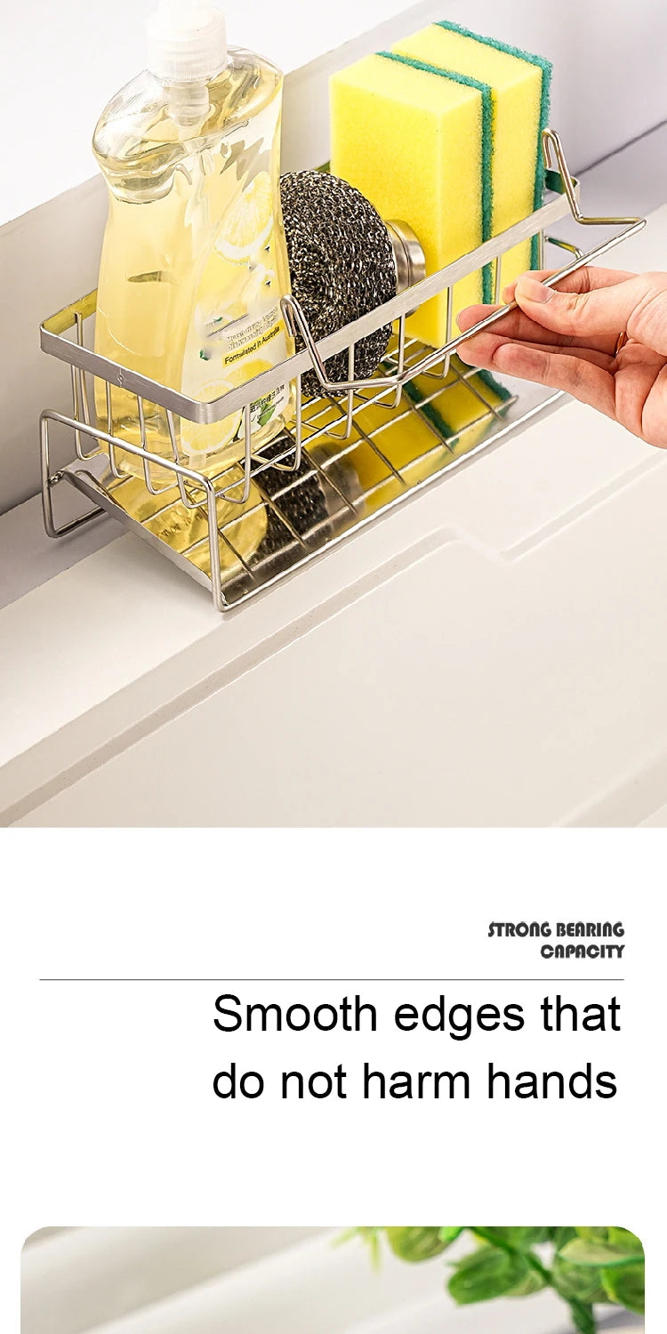 Kitchen Sink Drain Rack Organizer Kitchen Multifunctional Stainless Steel Drain Rack for Sponge Cleanser Organizer