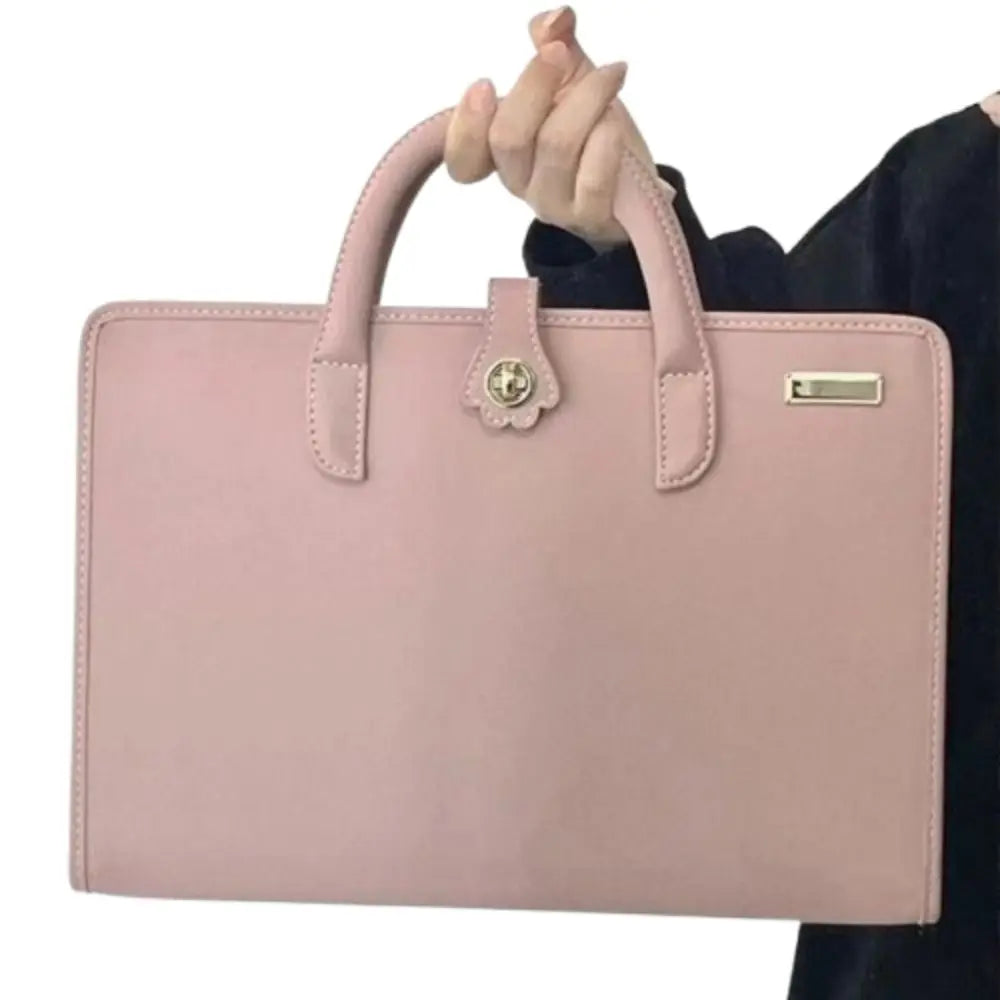 Laptop Handbag Pink Laptop Bag PU Fashion Laptop Sleeve Breathable Top-Handle Computer Protective Case for Girl