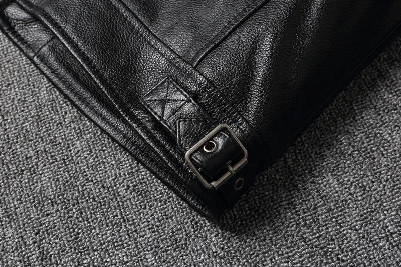 2025 New Leather Jacket Top Layer 100% Cowhide Leather Clothes Men's Stand Collar Motorcycle Clothes  Autumn Winter Plus Size
