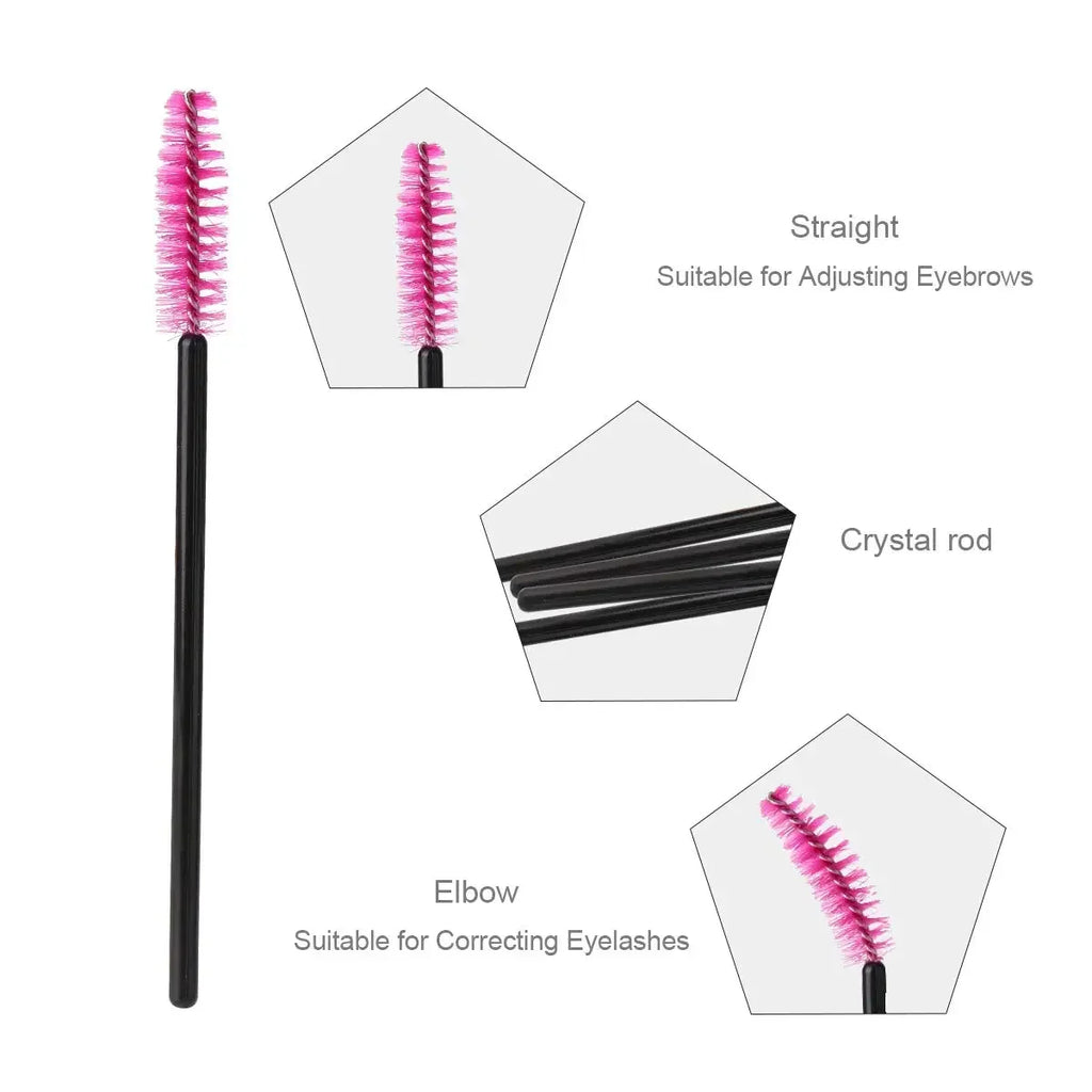 100Pcs Disposable Micro Eyelash Extension Makeup Kit Eyelash Brush Mascara Wands Applicator Spoolers Eyebrow Comb Brushes Lashes