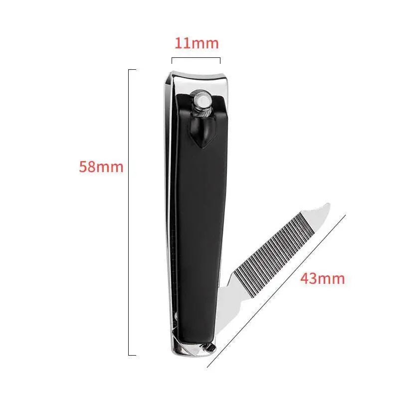 3 Sizes Nail Nipper Stainless Steel Black Fingernail Clipper Anti-splash Manicure Cutter With Files Portable Manicure Tool