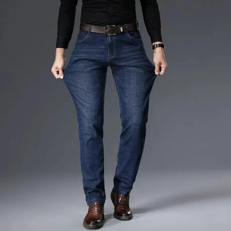 Men's Casual Straight Stretch Jeans 2026 Spring Autumn New Classic Blue Black Work Denim Trousers Fashion Male Brand Clothing