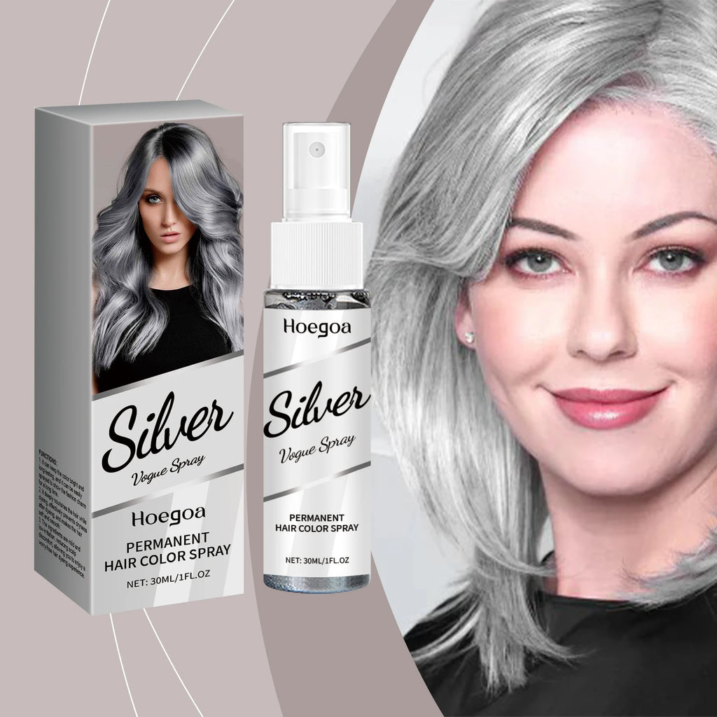Silver Hair Spray Metallic Texture Hairstyle Customization Long Lasting Color Even Coloring Plant Formula Antioxidant Hair Dye