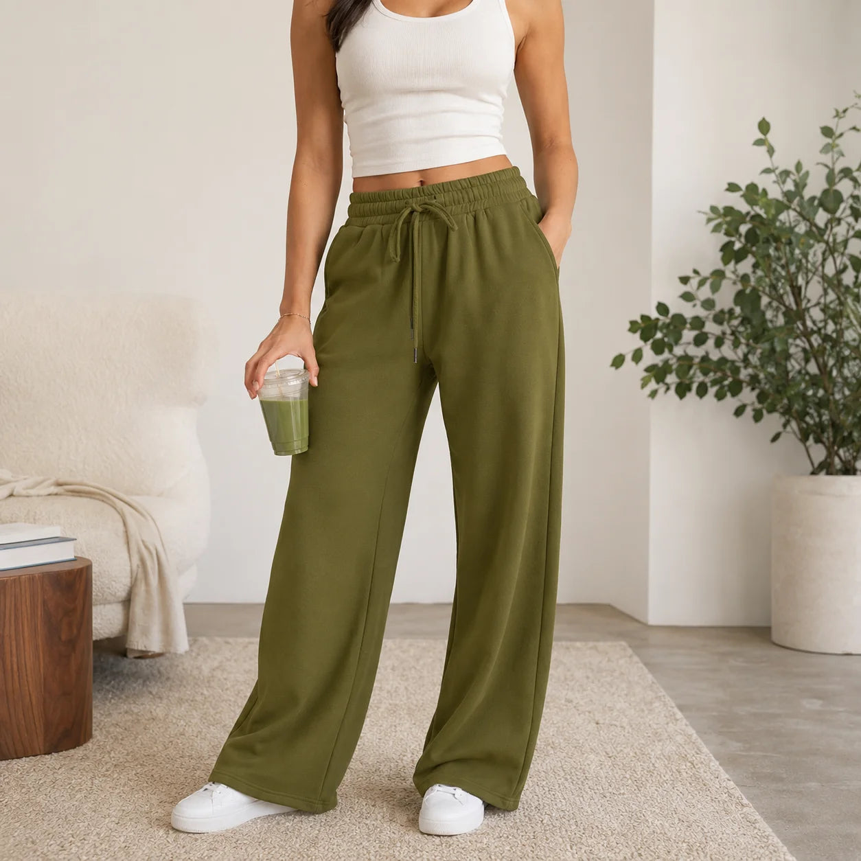 Women Summer Sweatpants 14 Colors Wide Leg Loose Fit Sports Pants Comfortable Drawstring Elastic Waist Casual Streetwear Joggers