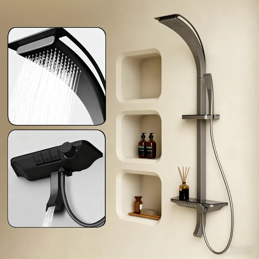 High Quality Modern Showers System Rainfall Brass Mixer Bathroom Faucet Shower Set Bathtub Smart Thermostatic Rain Shower Column
