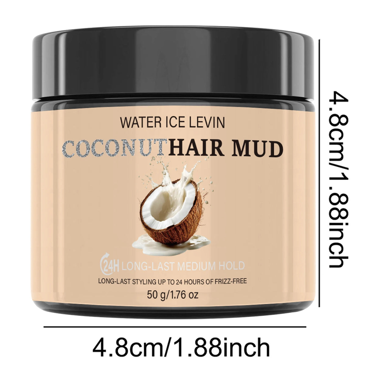 Water Ice Levin Coconut Hair Mud 24H Long Last Medium Strong Hold Water Based Styling Paste 50g