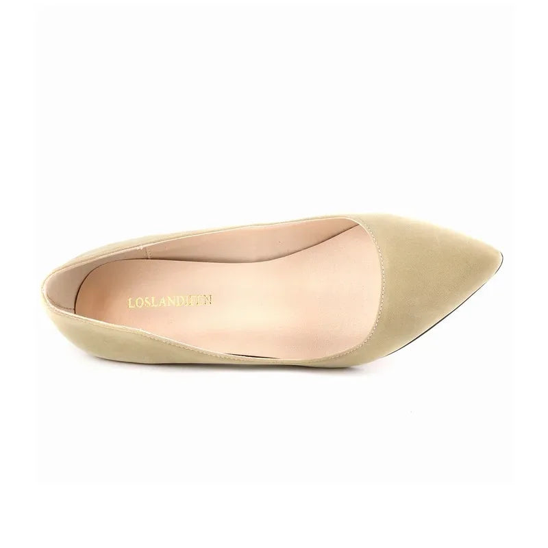 Women Pumps Spring Autumn 5cm Low High Heels Solid Color Breathable Pointed Toes Non slip Sole Latex Insole Work Wedding Shoes