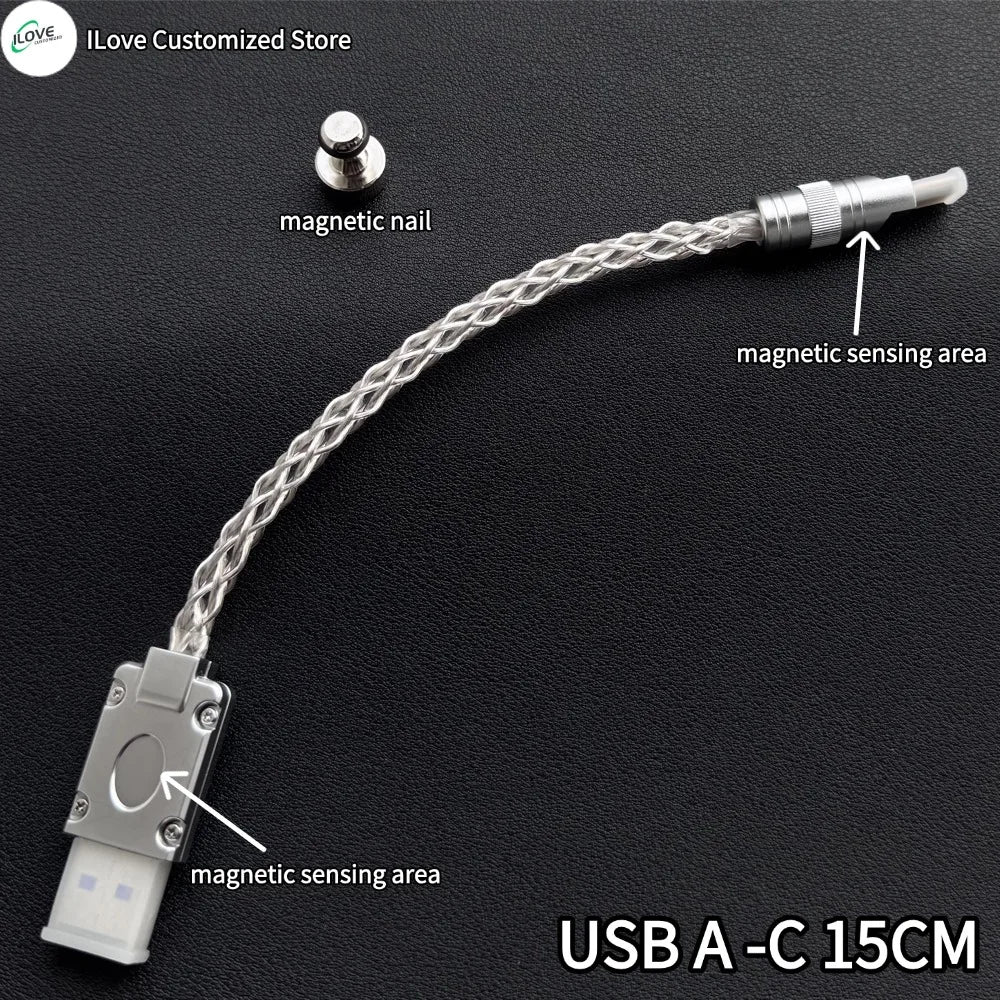 15cm C-C/USB-C Single Crystal Copper Keyboard Cable Supports 8K Magnetic Controllable Lights for HMlab Hub