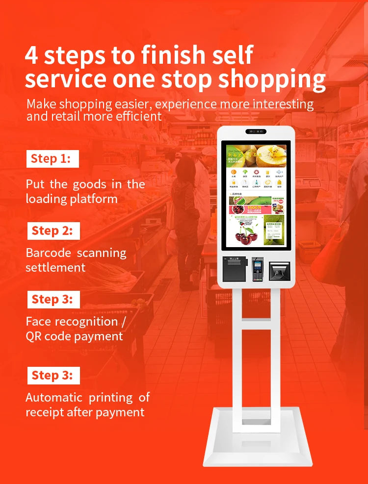 POS System Self-Service Payment Kiosk Wall Mount Hanging Food Ordering Kiosk Floor Stand Kiosk Advertising Equipment For