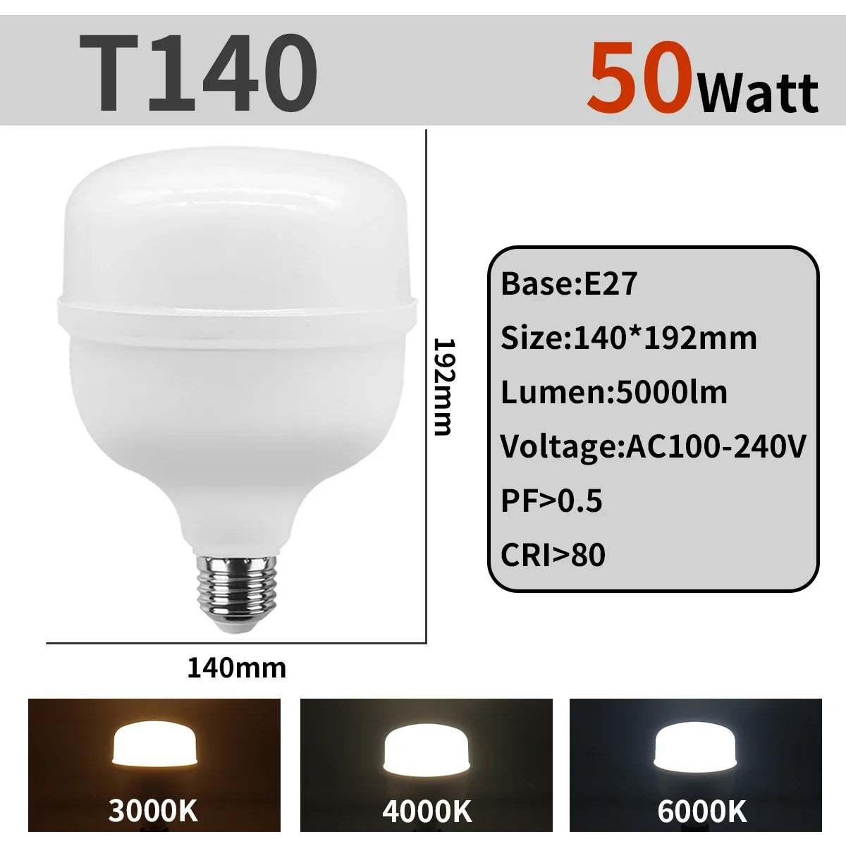 1-5pcs 50W 10W 5000lm Super Bright LED Bulb AC 110V 220V E27 LED Lamp Lampada LED Light Illa Lighting Lamp for Home Livingroom