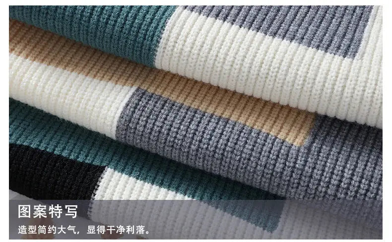 Sweaters men 2024 winter korean style mens warm sweater mens fashion sweaters Splicing color patterns Men's wool pullovers male