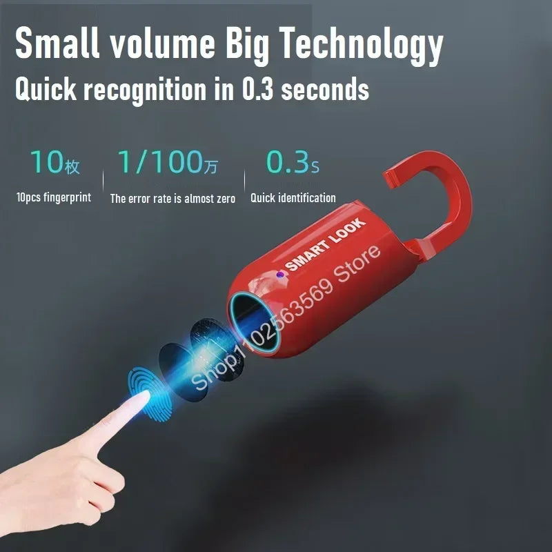 Mini Fingerprint Padlock USB Keyless Luggage Lock Electronic Lock Smart Biometric Fingerprint Door Lock Quick Unlock for Travel