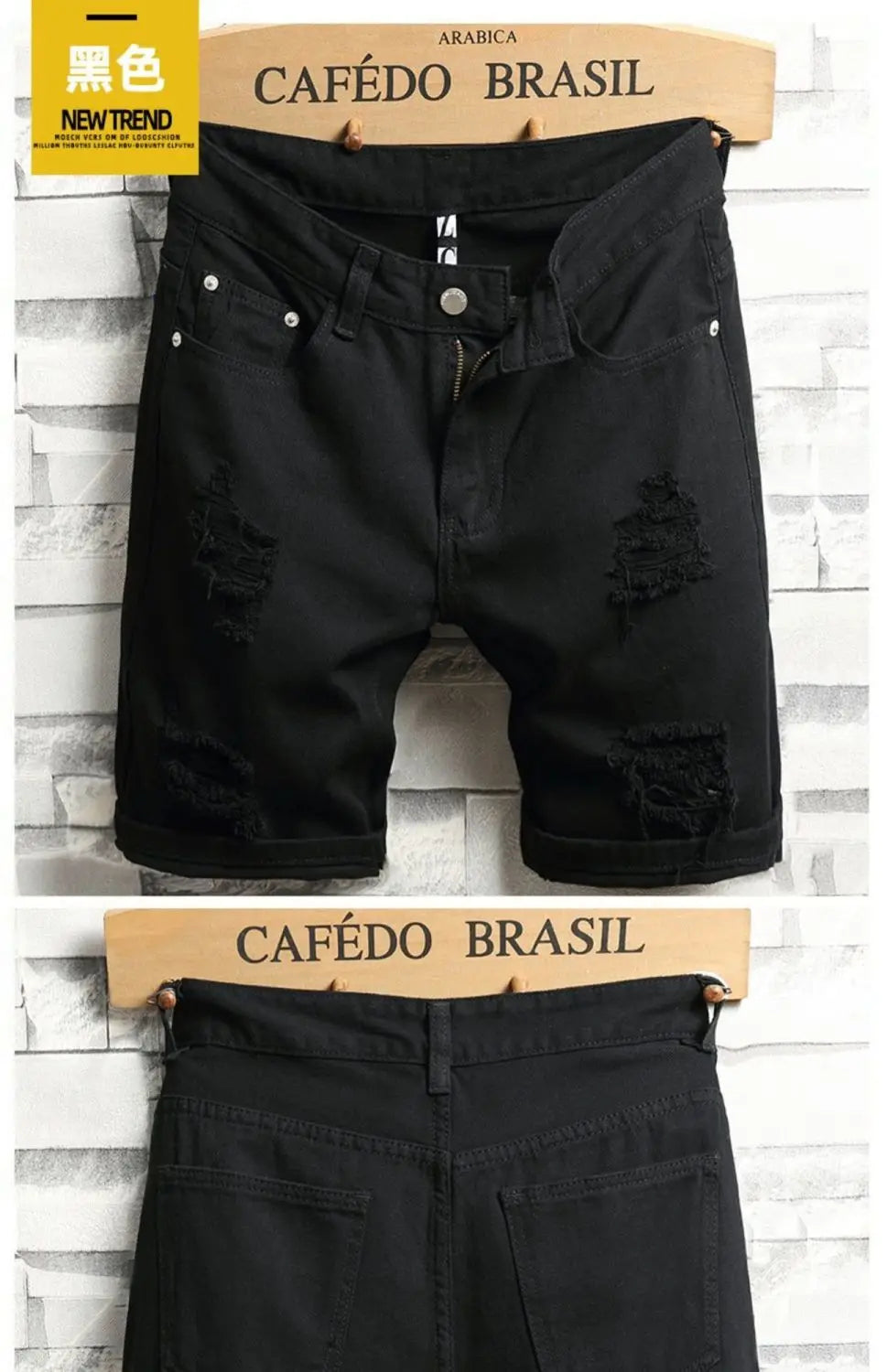 Men's Denim Shorts 2025 Summer Y2k Streetwear Ripped Casual Denim Knee Length Solid Jeans Shorts White New Classic Jeans Shorts
