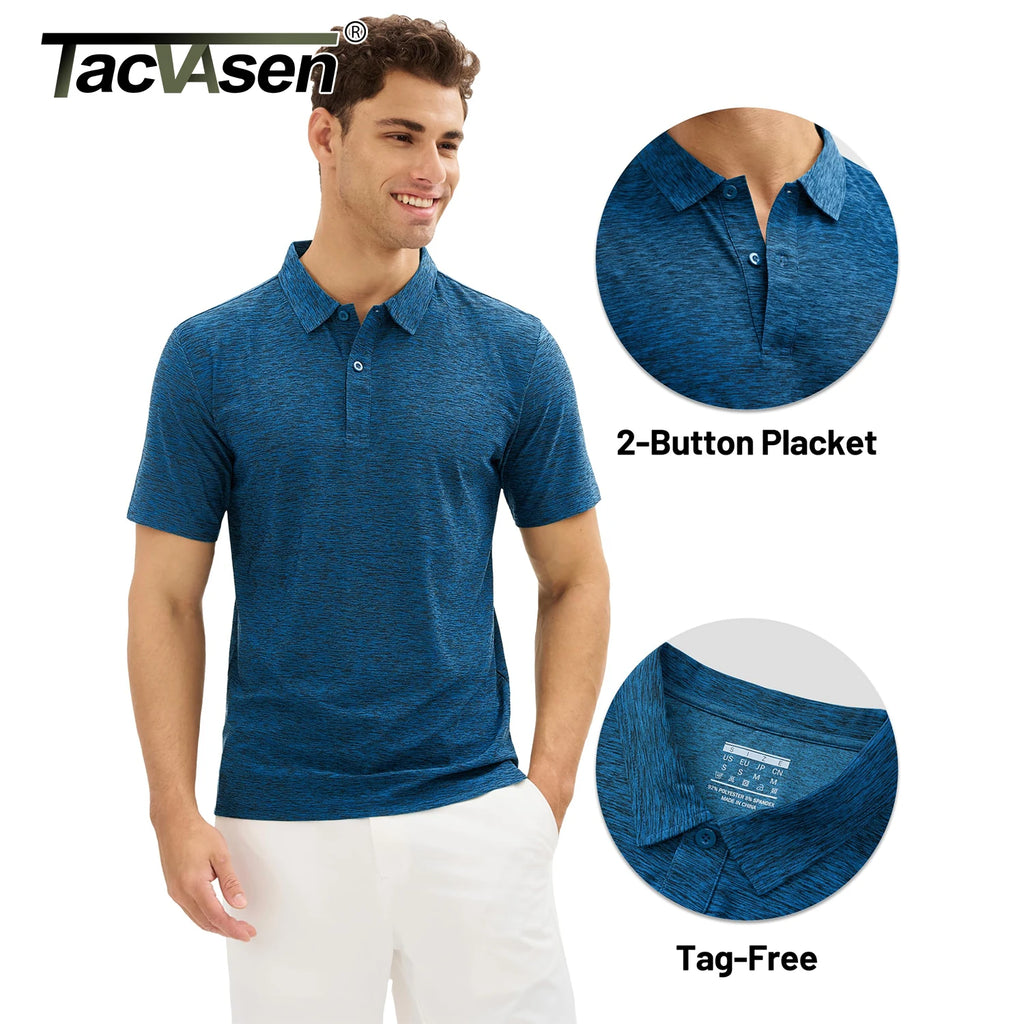 TACVASEN Mens Summer Casual Polo Lightweight Dry Fit Golf Shirts Moisture Wicking Sports Polo Shirt Workout Tees Work Shirts