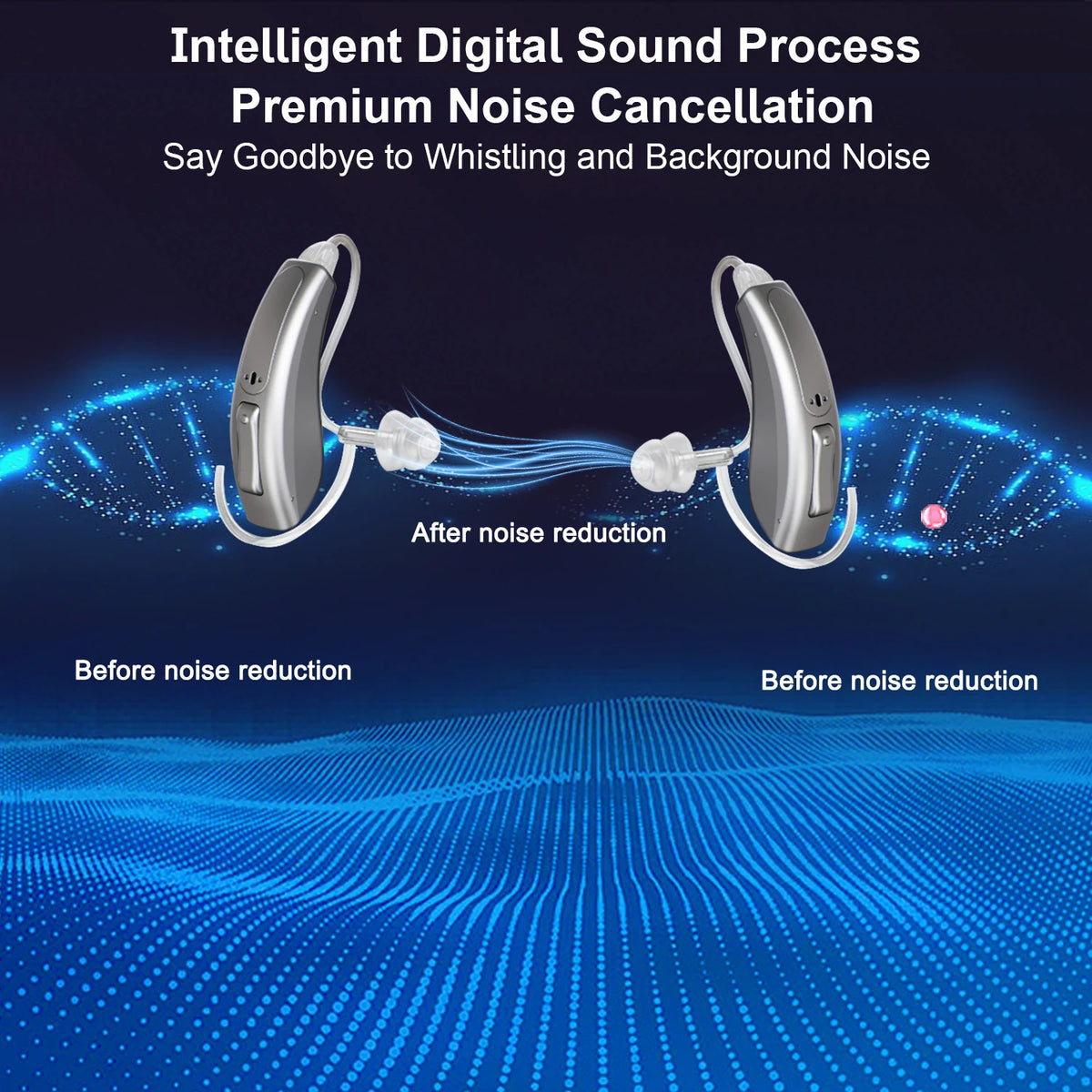 New Hearing Aids with Noise Cancellation Bluetooth Rechargeable Hearing Aids for Seniors Hearing Aid High Quality Audifonos