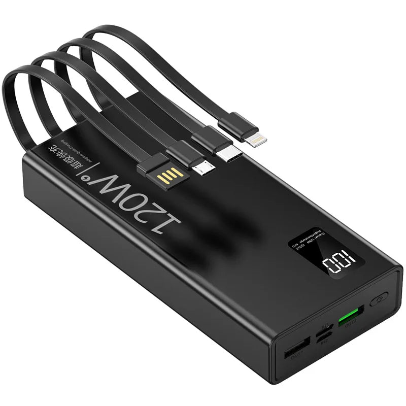 120W Power Bank 50000mAh Super Fast Charging 100% Sufficient Capacity Portable Battery Charger Digital Display For iPhone Xiaomi