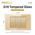 PSSRISE AU EU Brazil Italy US Standard 1/2/3/4/5/6 Gang 2 Way Wall light switch Tempered glass Panel Switch 118*74mm AC110-250V