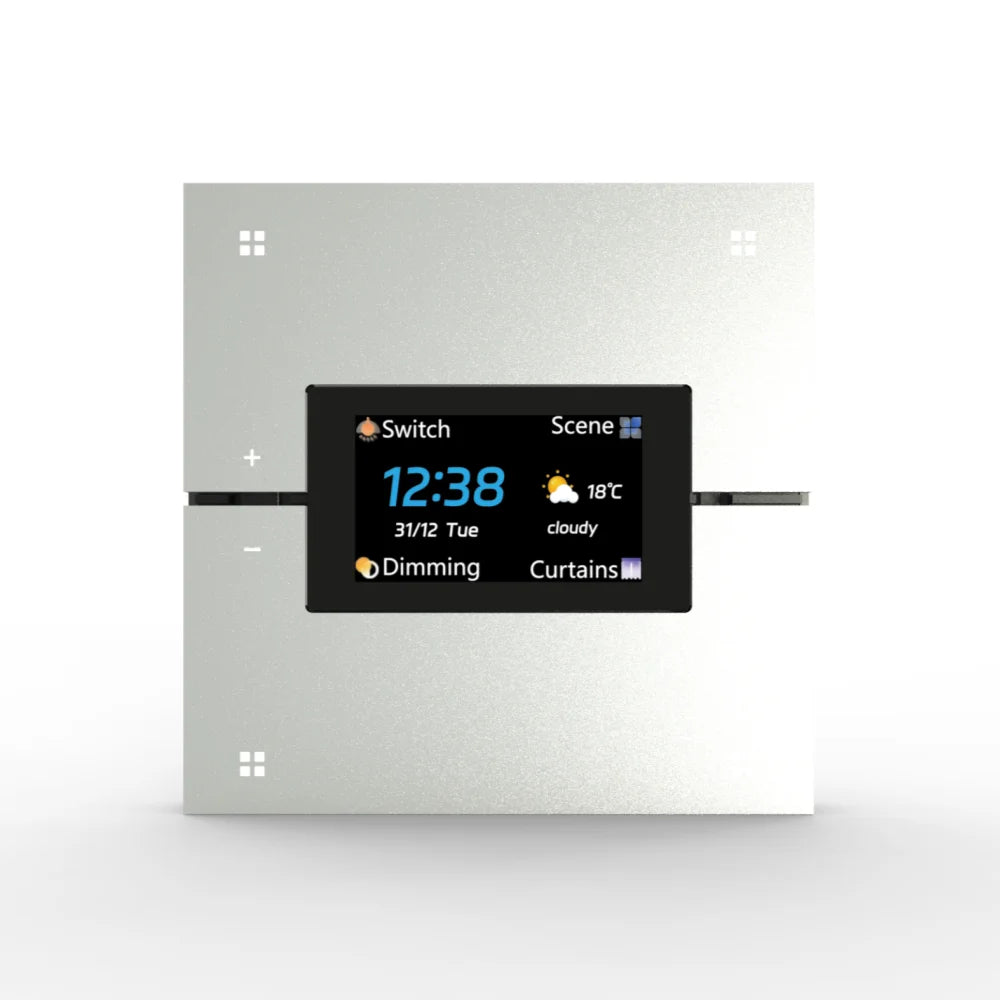 M9 Pro 8-Button UK Tuya Smart Wall Light Switch Aluminum Touch Display IPS Dimmer Scenes Zigbee for Hotel Home Voice App Control