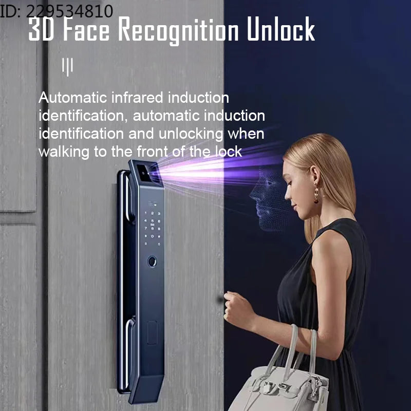 Face Recognition Unlock Digital Door Lock With FIngerprint Password Unlock Keyless Electronic Door Lock