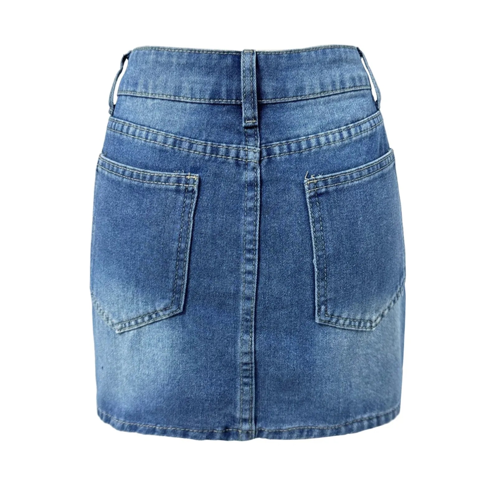Vintage Denim Mini Skirts for Women Summer Fashion High Waist Straigth Short Faldas Casual Streetwear Classic Jean Skirt