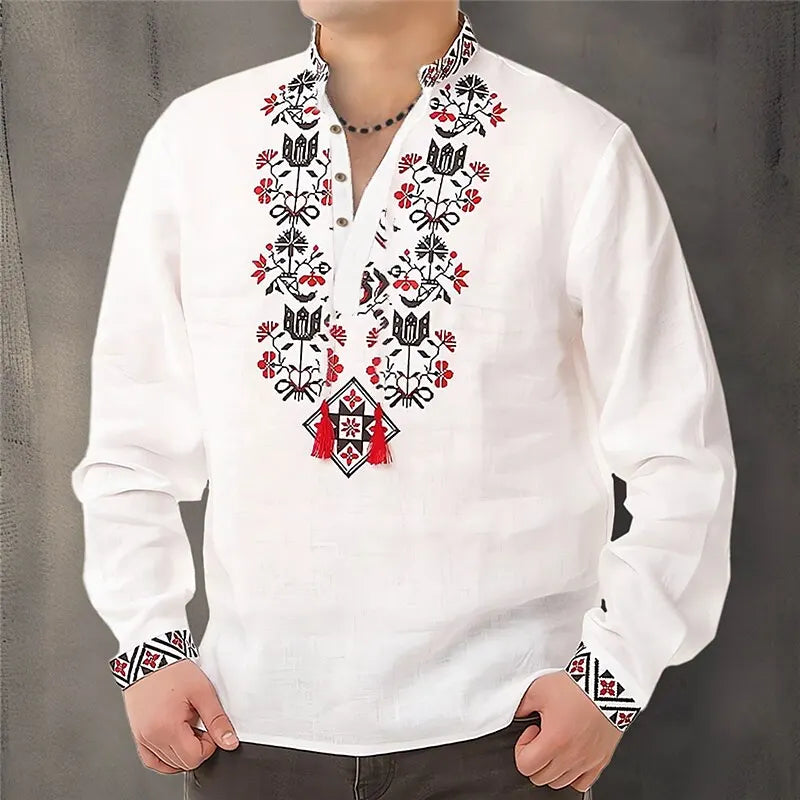Cardigan Button Men's Shirt Casual Simple Comfortable Soft Material New Floral HD Pattern Personality Cardigan Shirt Long Sleeve