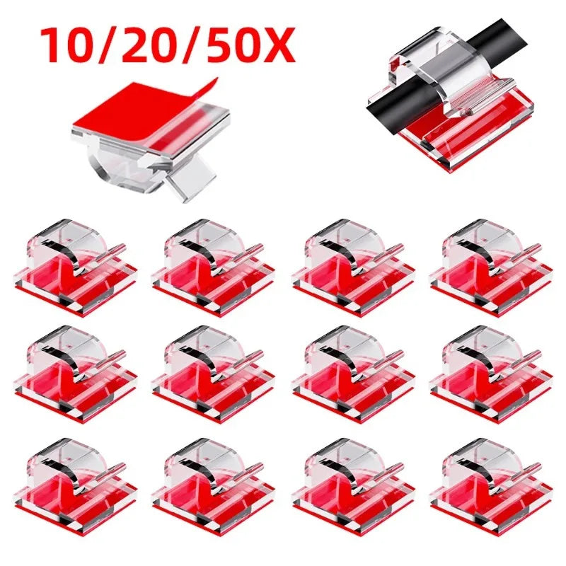 10/20/50PCS Cable Organizer Clips Wire Winder Holder Earphone Mouse Cord Clip Protector USB Cable Management Clips Wire Manager