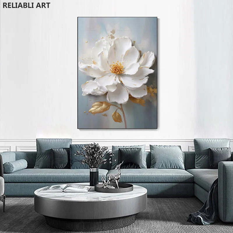 Modern Light Luxury Living Room Decor, Abstract Flower Art Posters,Home Decoration, Prints Canvas Wall Picture,Unframed