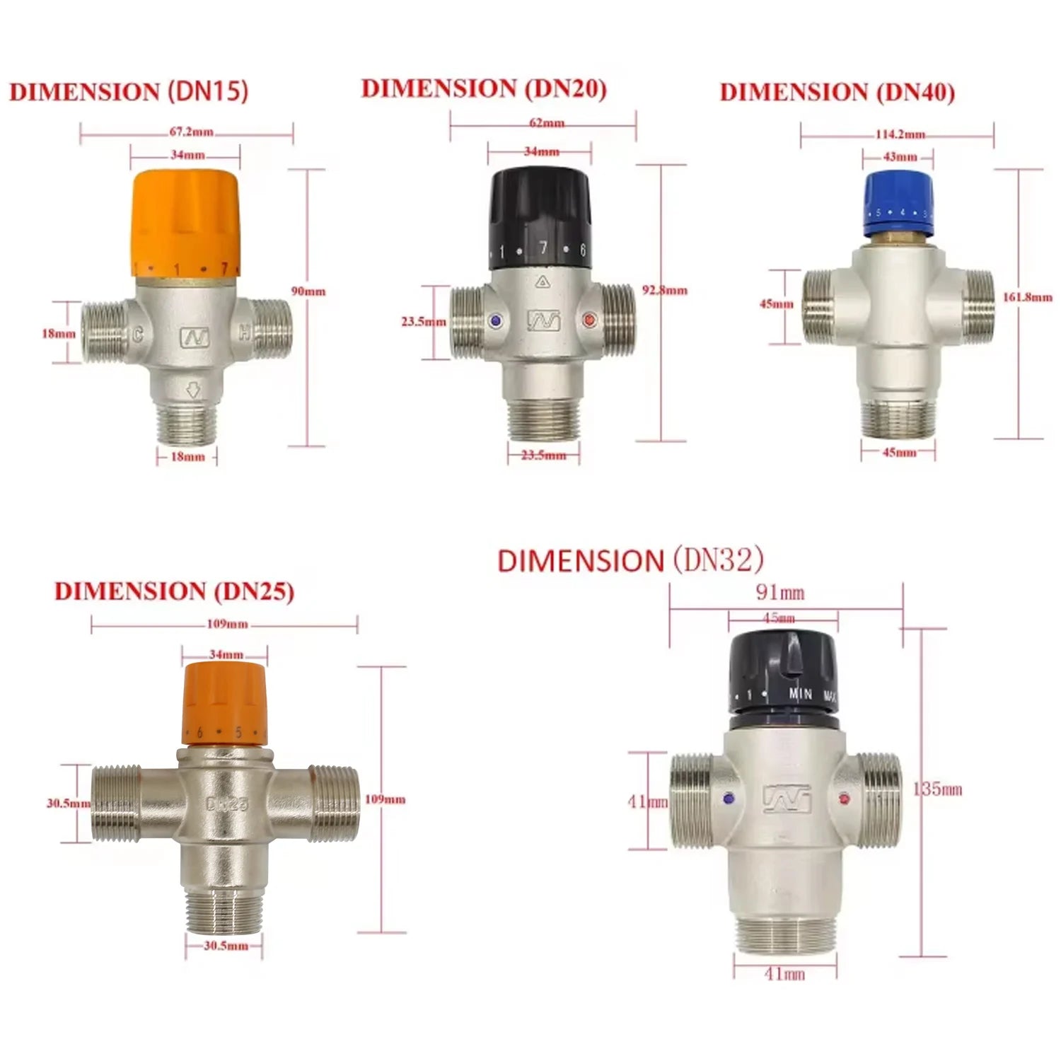 Thermostatic Mixing Valve Shower Mixer Hot Code Water 1/2 3/4 1 1-1/4 1-1/2 Inch for Faucet Shower Taps Kitchen Bathtub Bath