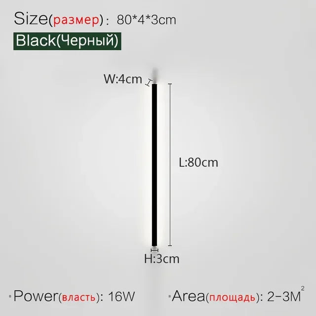 Modern Minimalist LED Wall Lamp Luxury Long Strip Light for Living Room Bedroom Bedside Ceiling Sofa Background Aisle Lighting
